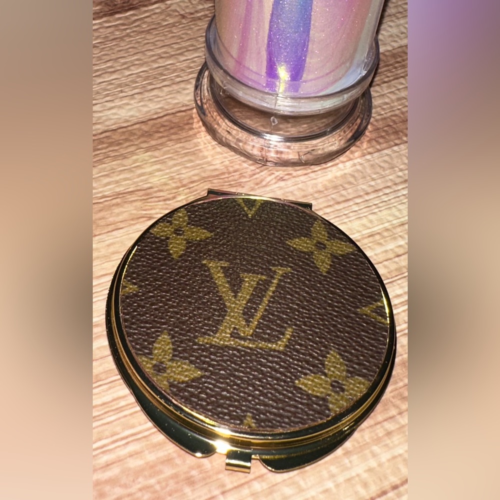 new Louis Vuitton monogram upcycled gold compact; luxury designer upcycle